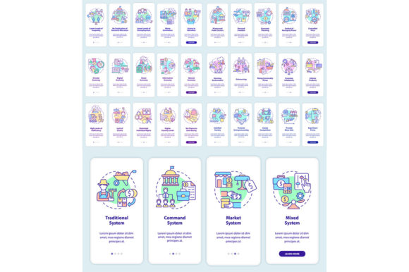 Evaluating the Economic Systems Mobile App Screen Set