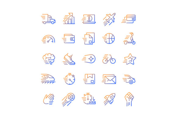 Motion Gradient Linear Vector Icons Set: A Versatile Tool for Modern Design